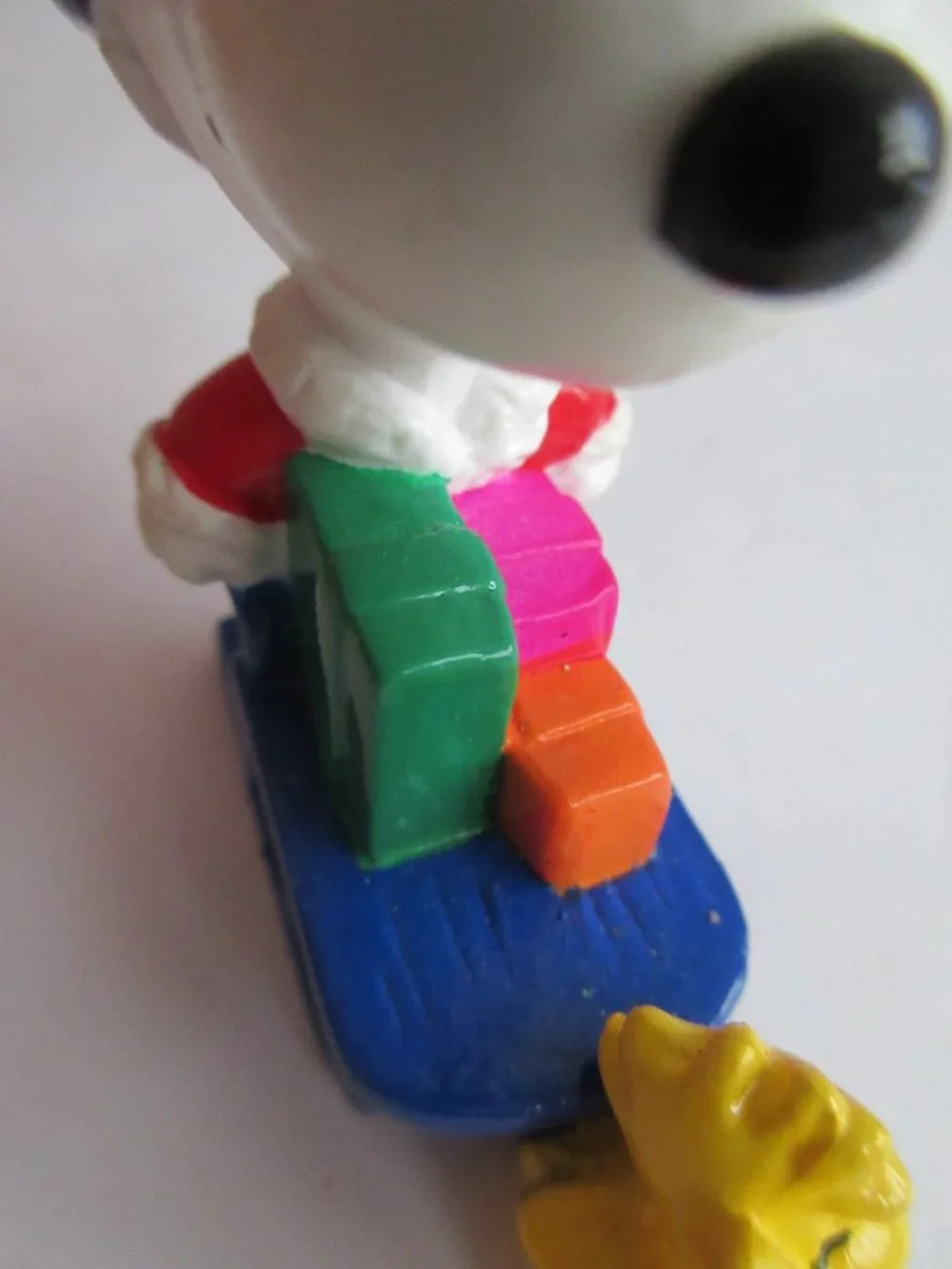 Peanuts PVC Snoopy Santa On Sleigh with Gifts, Woodstock Reindeer 2.5” Ornament